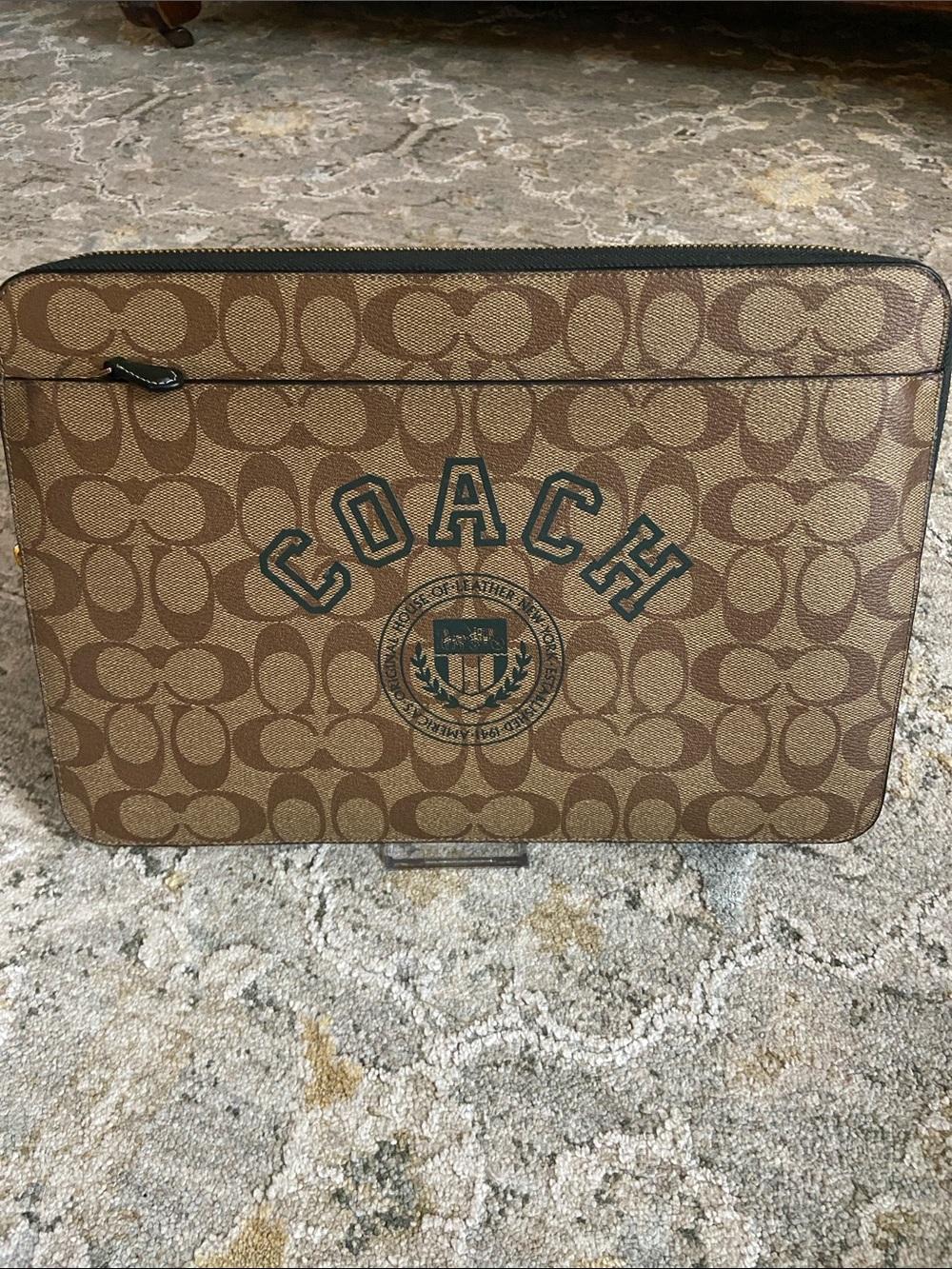 COACH 2022 Signature Canvas with Varsity Motif Laptop Case CB857